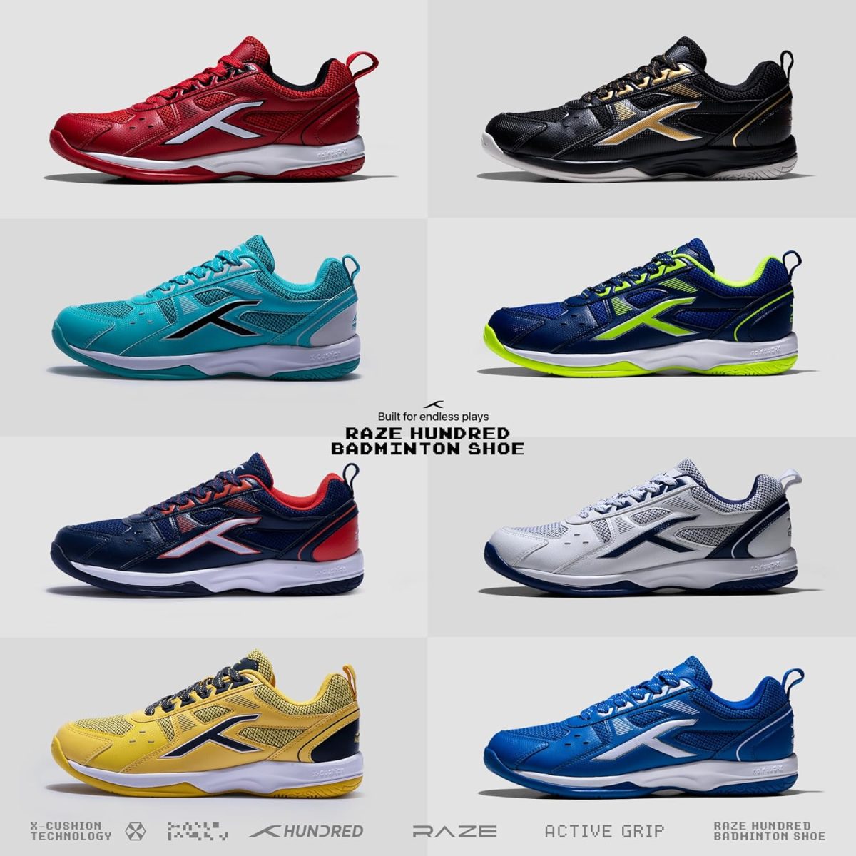 HUNDRED Raze Badminton Shoes (Non Marking) | Also Perfect for Squash, Table Tennis, Volleyball, Basketball & Indoor Sports | Lightweight & Durable | X-Cushion, Active Grip Sole, Toe Assist - Image 7