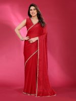 SAREEVILLA Womens New Latest Bollywood Party Fancy Soft Zimmy Choo Slik Embelished Lace Work Saree With Blouse | Saree For Womens - Image 3