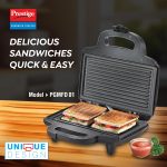 Prestige 800W Sandwich Maker (PGMFD 01)| Black | Heat Resistant Bakelite Body |Non-Stick Coating | Power Indicators | Oil Free Toasting - Image 2