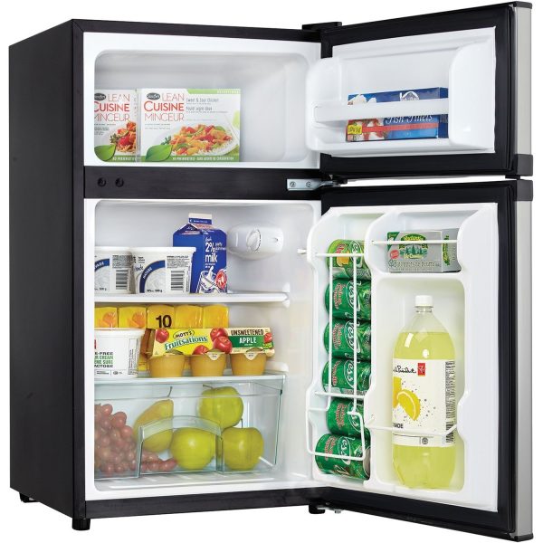 LEONARD USA Mini Fridge Small Fridge 120 L Inverter Double Door with Toughened Adjustable Glass Shelves, Mechanical Control, Interior Light (Based on American Technology) (Silver & Black)