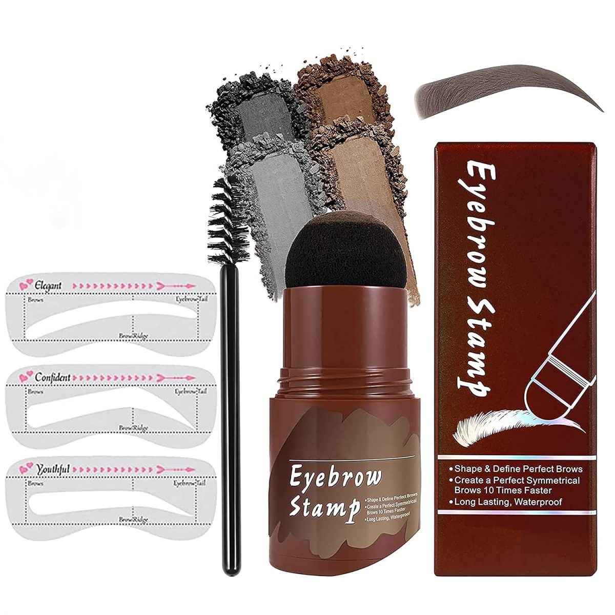 Eyebrow Stamp and Eyebrow Stencil Kit, Long Lasting Brow Stamp Kit for Perfect Eyebrow Makeup, Easy to Use, 3 Reusable Eye Brow Stencil Kit for Women Beginners (Dark Brown) - Image 6