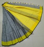 HAIDER ALI AND SONS Pure Linen Saree for Women With Unstitched Blouse Piece | Traditional Ethnic wear Summer Saree (Grey) - Image 2