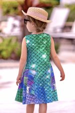 Funnycokid Girls Mermaid Dress Kids Summer Sleeveless Dresses Birthday Sundress Swing Outfit 4-13 Years - Image 3