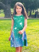 Funnycokid Girls Mermaid Dress Kids Summer Sleeveless Dresses Birthday Sundress Swing Outfit 4-13 Years - Image 5