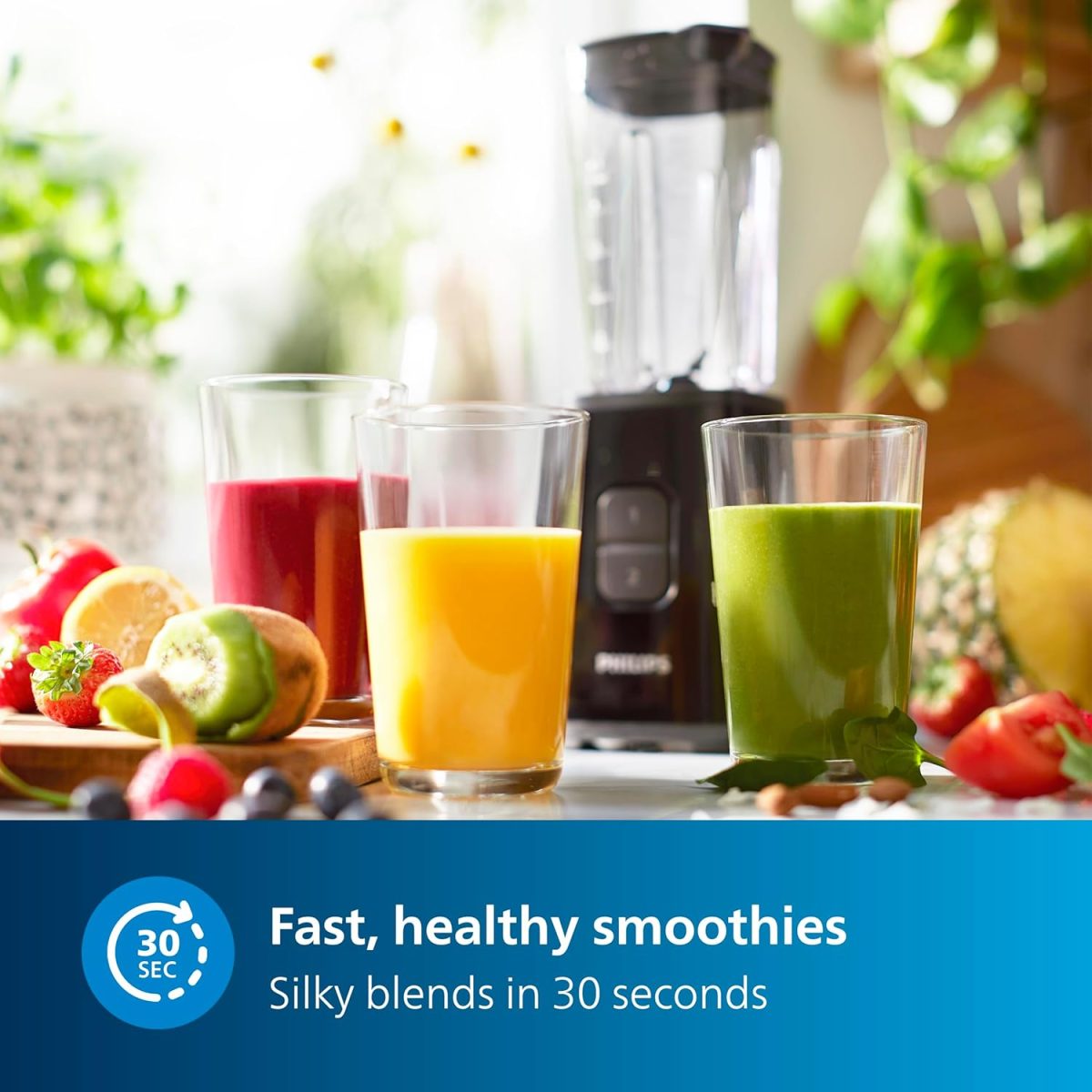 Philips HR2603/90 Mini Blender Mixer Grinder | Smoothie Maker | 350W Power | 3-Jar Capacity | With Variable Speed Control | Perfect for Smoothies, Mixing & More - Image 2