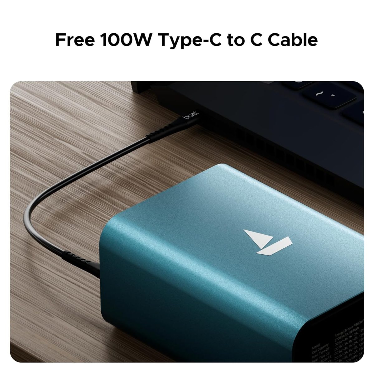 boAt EnergyShroom PB600 PowerPulse 27000mAh Power Bank| 160W Total Output, 2xUSB-C (2-Way Port), 2xUSB-A Port, 100W Type-C to C Cable, Compatible w/Laptop, Smartphone, Tablets Earphone,Watch(Gunmetal) - Image 7