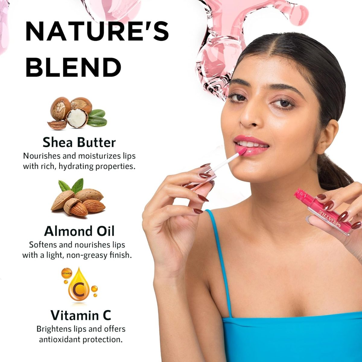Orgatre Moodbliss Lip Gloss | Instant Shine & Glossy Finish | Hydrating Lip Gloss for Girls & Women | Perfect for Everyday & Party Look | 2.5ml (Subtle Pink, 2.5 ML) - Image 2
