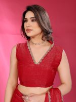 SAREEVILLA Womens New Latest Bollywood Party Fancy Soft Zimmy Choo Slik Embelished Lace Work Saree With Blouse | Saree For Womens - Image 7