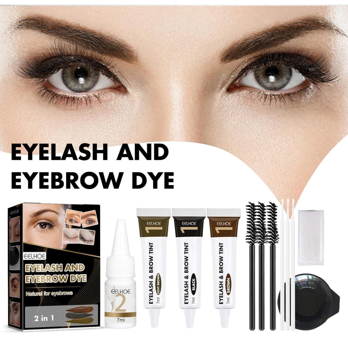 BNF Professional Eyelash Eyebrow Dye Tint Gel Oil Proof Eyebrow Tinting Kit Dark Brown - Image 8