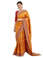 TRENDMALLS Women's Pure Silk Embroidery Work Saree with Unstitch Blouse Piece