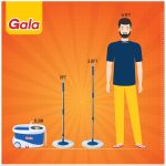 Gala Jet Spin Mop, Steel Winger & Big Wheels, 2 Microfiber Refills, Floor Cleaning Mop stick with Bucket, pocha for floor cleaning, Mopping Set (white and blue) - Image 6
