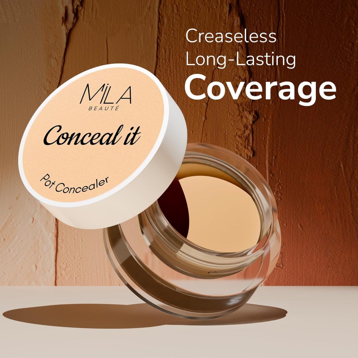 Mila Beauté Conceal It Pot | Enriched With SPF 15 and Vitamin E | Light Weight Concealer | Long Lasting Coverage | Natural Matte Finish | Covers All Skin Concerns | Easily Blendable Concealer (Orange Corrector) - Image 2