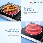Longway Infralite Pro ICT 2200 W Infrared Induction Cooktop with Free Stainless Steel Grill | Auto Shut Off & Overheat Protection (Black, Touch Control) - Image 6