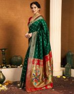 SIRIL Women's Paithani Silk Saree | Chandrakor Paithani Saree With Unstitched Blouse Piece - Image 2