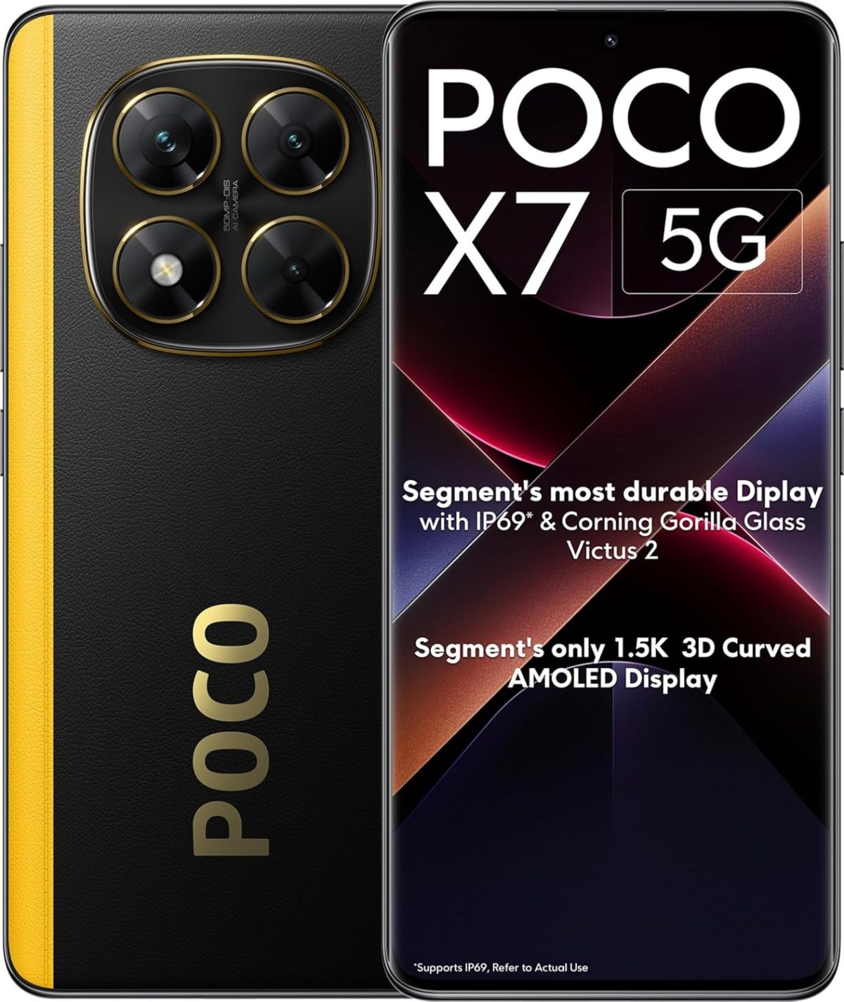 POCO X7 5G 8GB RAM|128GB ROM|6.67" Curved AMOLED|50MP Sony AI Camera|5500mAh Battery (Yellow)