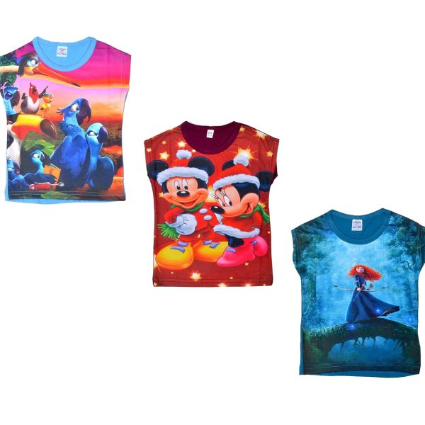 Sathiyas Girls' T-Shirt (Pack of 3)