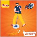 Gala Jet Spin Mop, Steel Winger & Big Wheels, 2 Microfiber Refills, Floor Cleaning Mop stick with Bucket, pocha for floor cleaning, Mopping Set (white and blue) - Image 4