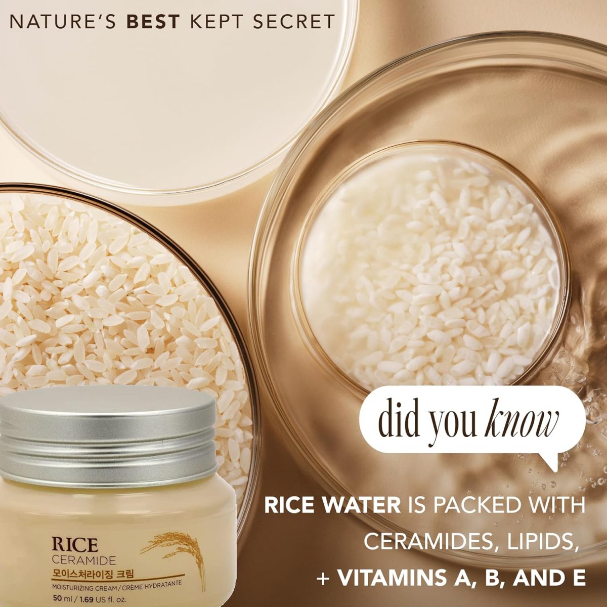 The Face Shop Rice & Ceramide Moisturizing Cream with Rice Extracts for Skin Brightening | Ceramide Moisturizer For Skin Barrier Repair | Paraben & Paraffins Free, Korean skin care products, 50ml - Image 6