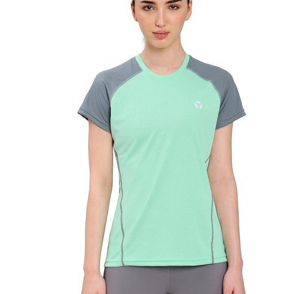 TECHNOSPORT Quickdry Womens Slimfit Roundneck Halfsleeve T-Shirt Odourfree Breathable UV Protection (WTW114_123P)