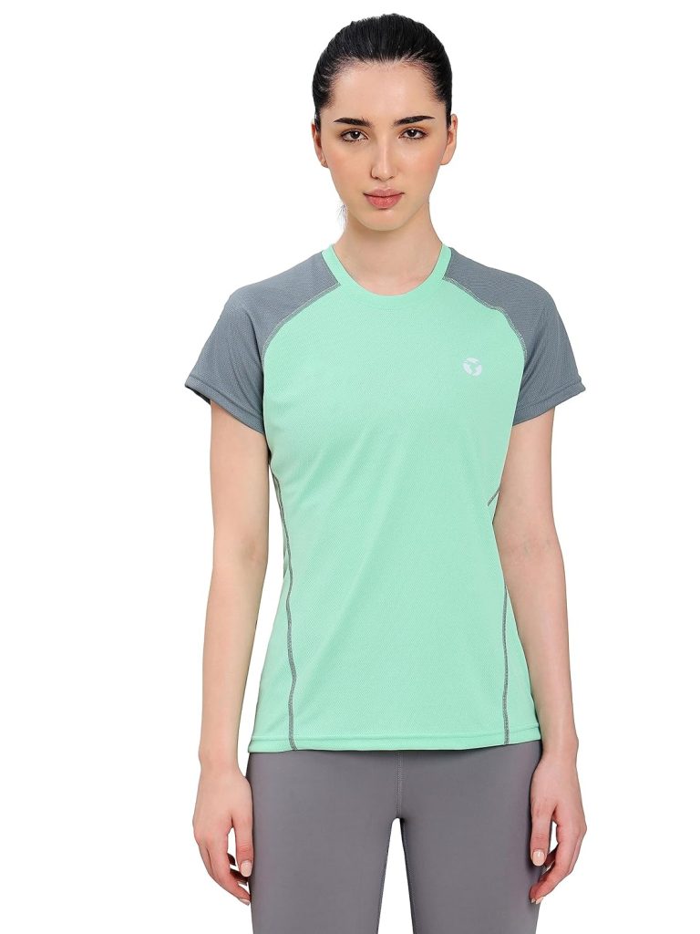 TECHNOSPORT Quickdry Womens Slimfit Roundneck Halfsleeve T-Shirt Odourfree Breathable UV Protection (WTW114_123P)
