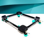 LSRP'S Universal Fit 100% Heavy Metal Made - Adjustable All Sides Fully Automatic Top Load Washing Machine Stand 9kg Front Load (6kg - 10kg Capacity Machine) with Washing Machine Bush For Grip - Black