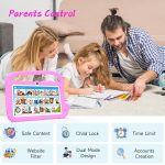 YQSAVIOR Kids Tablet, 7 Inch 4GB RAM | Android 12 | 32GB ROM | Bluetooth, IPS Screen, Parental Control, Dual Camera, Shockproof Case | Educational Gaming, Pink Case - Image 2