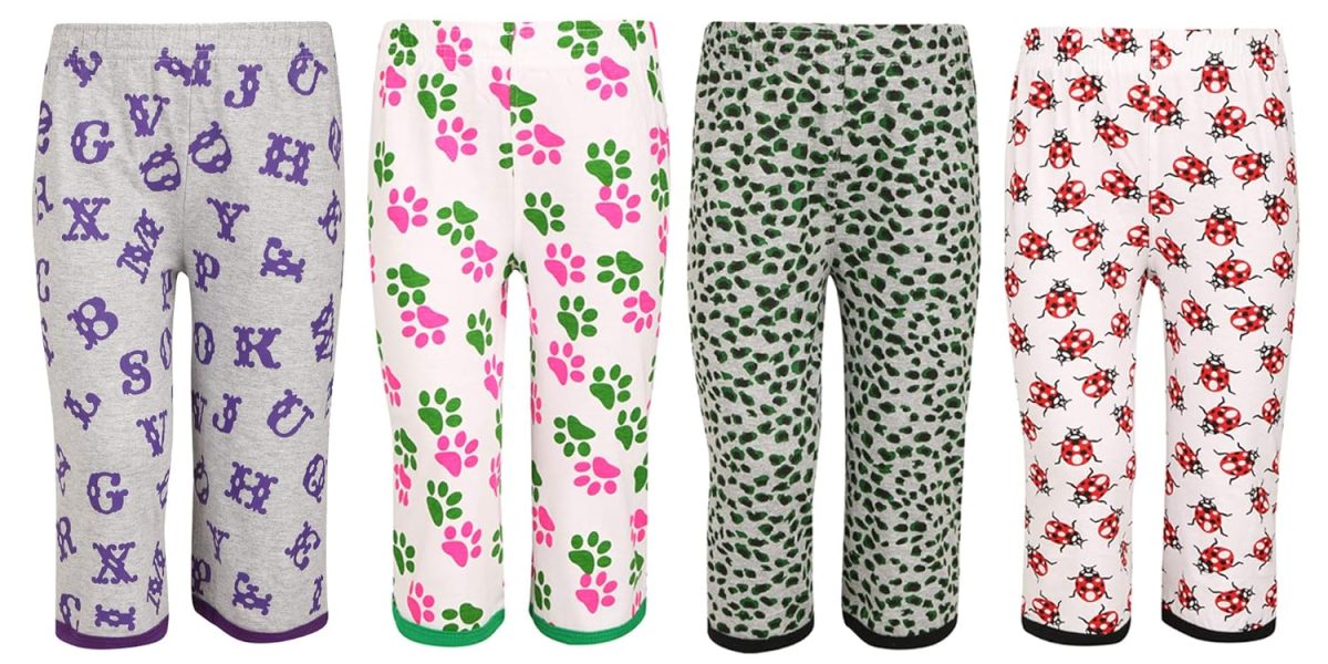 SINI MINI Sinimini Girls Three Fourth Cotton Printed Capri with bio wash (Pack of 4).