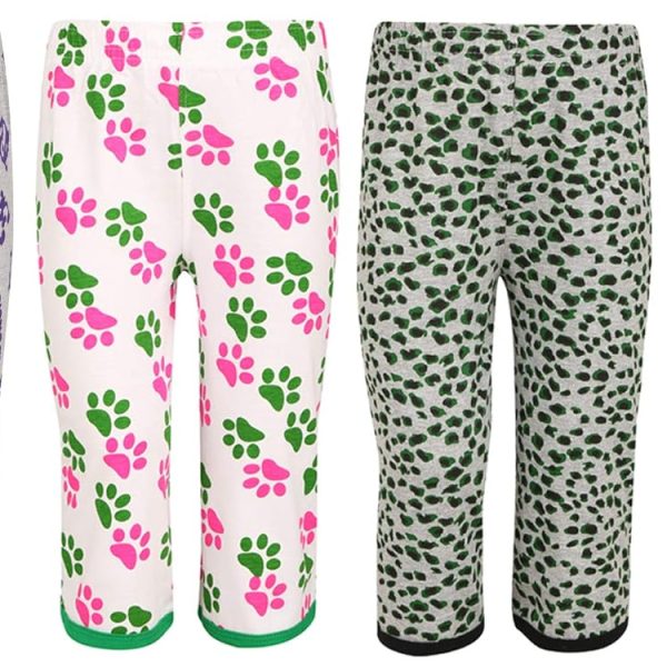SINI MINI Sinimini Girls Three Fourth Cotton Printed Capri with bio wash (Pack of 4).