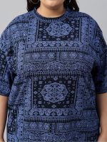 JUNEBERRY® 100% Pure Cotton Oversized Baggy Fit Stylish Paisley Bandana Print Half Sleeve Plus Size T-Shirt for Women & Girls (Sizes: 2XL to 5XL) - Image 3