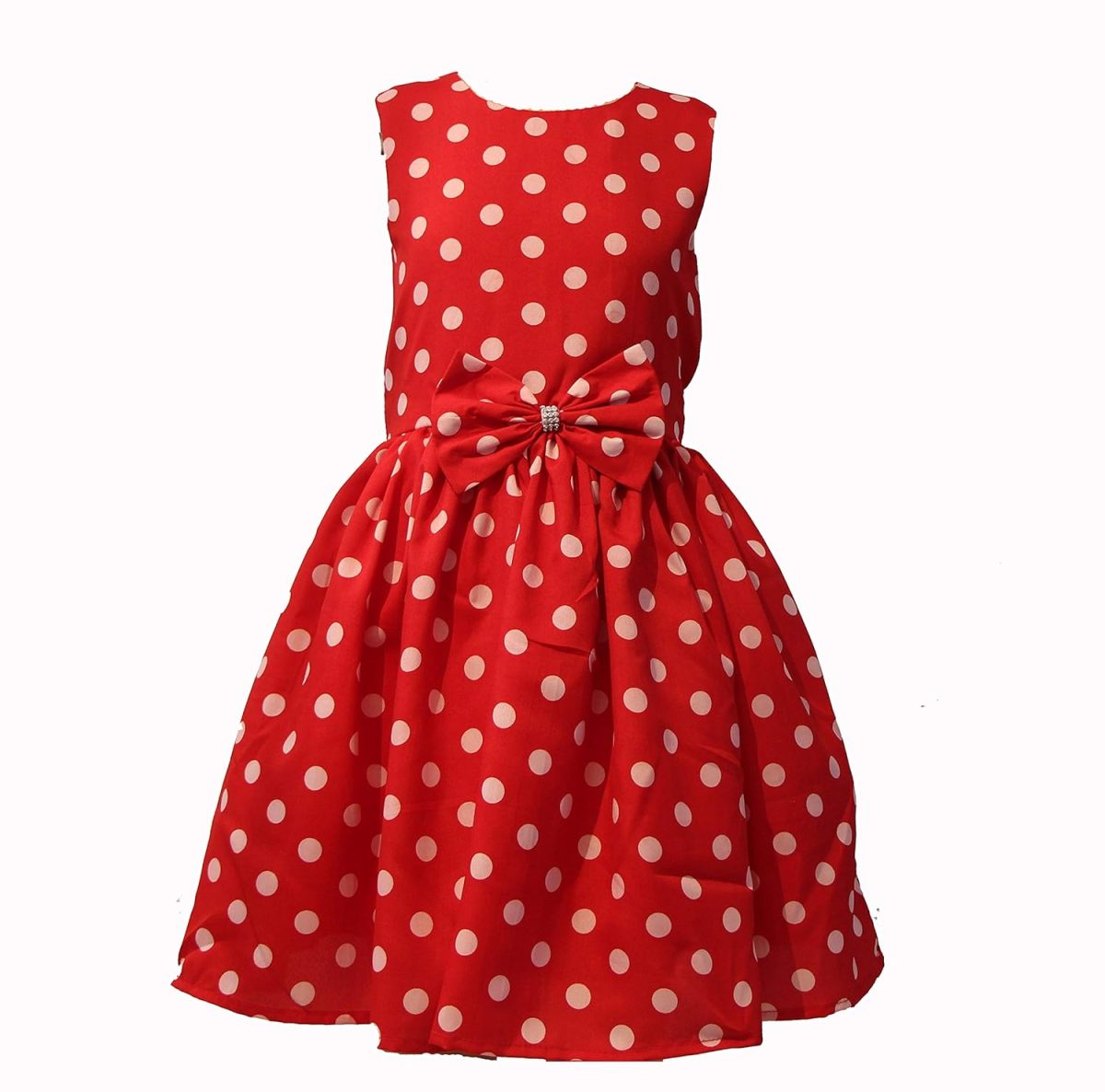 ROZZBY Girl's Skater Mini Frock (SS_025_Red_3-4_Red_3-4 Years)