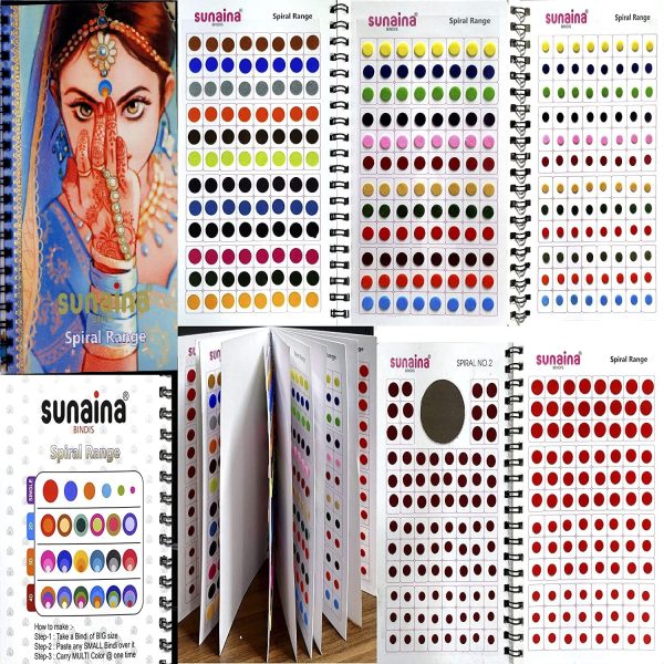 SUNAINA Simple Plain Round Multicolour Kumkum Reusable Sticker Bindiya Bindis Spiral Bindi Booklet For Women (Pack Of 948 - Bindi Book)