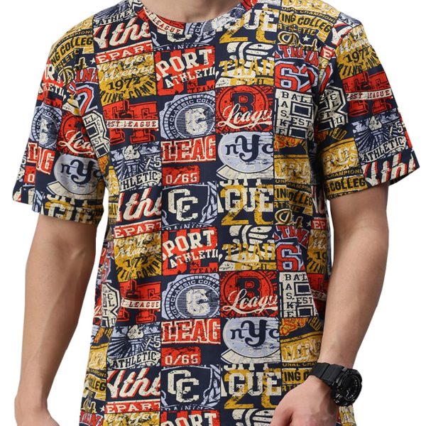 RodZen Men's Cotton Round Neck Half Sleeve Oversized Printed T-Shirt