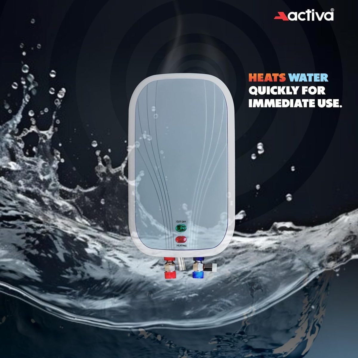 Activa 3 Liters Volcano Quick Water Heater Geyser, 3 KVA ISI Cooper Element, 0.8mm Anti Rust Coated 304L Pure Stainless Steel Tank, Auto Cut-Off, ABS Body, BEE 5 Start Rated Come with 5 Years Warranty - Image 4