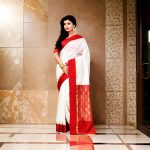 Traditional Bengali Gorod Sarees for Women Red and White Durga Puja Garad Silk Kanjivaram Goroder Lal Paar Sada Border Handloom Sari Latest Banarasi Soft lichi Handmade Zari Buti Sadi Blouse Piece - Image 5