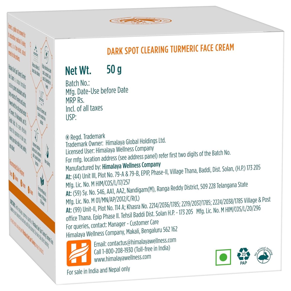 Himalaya Wellness Company Dark Spot Clearing Turmeric Face Cream | Organically Sourced Turmeric | Reduce Dark Spots In 7 Days | 2% Glycolic Acid & 2% Niacinamide | 50G - Image 2