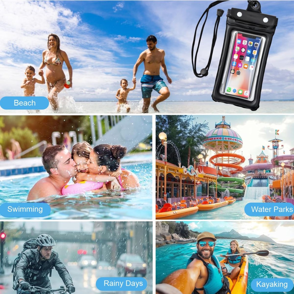 Humble Universal Waterproof Pouch with HD Clarity, Floating Design, Triple-Layer Locking System, and Hands-Free Lanyard – Perfect for Swimming, Boating, Pool, Beach – Fits Smartphones up to 6.9"–Black - Image 4