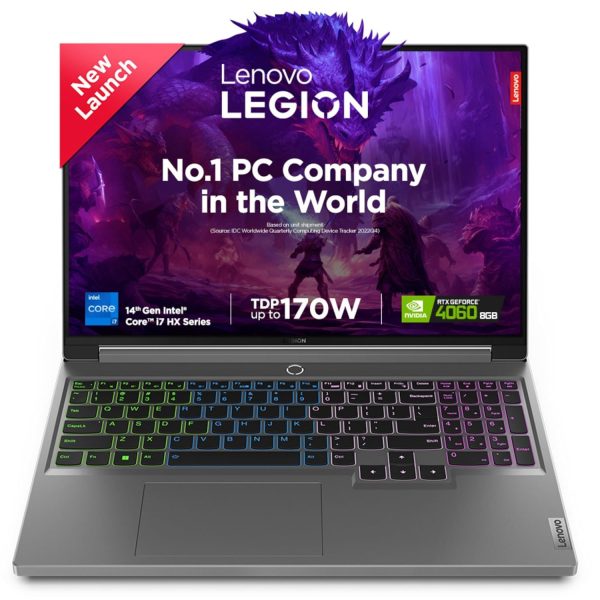 Lenovo Legion 5 2024 14th GenCore i7-14650HX | NVIDIA RTX 4060 8GB (16GB/1TB SSD/16 (40.64cm)/165Hz/WQXGA IPS/Windows 11/Office Home 2024/3 Month Game Pass/Grey/2.3Kg), 83DG00LFIN Gaming Laptop