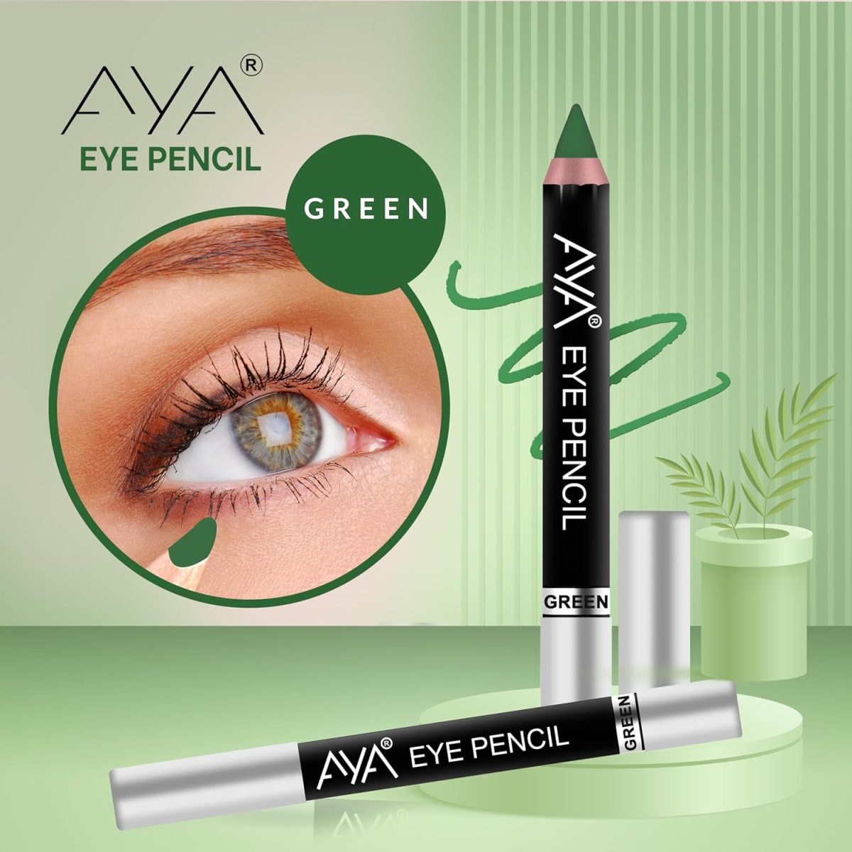 AYA Eye Pencil for Kajal/Eyeliner, Set of 6 (Black, Blue, Brown, Green, Golden and Silver) | Glides Smoothly | Creamy Smooth Formula | Light Weight - Image 9