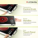 Longway Infralite Pro ICT 2200 W Infrared Induction Cooktop with Free Stainless Steel Grill | Auto Shut Off & Overheat Protection (Black, Touch Control) - Image 4