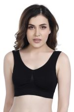 Fshway Seamless Comfort: Padded Slip-On Sports Bra for Women - Effortless Support and Style (Free Size-Best for 30 to 36 Boob Size)