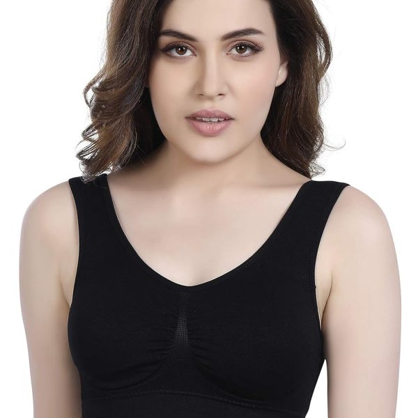 Fshway Seamless Comfort: Padded Slip-On Sports Bra for Women - Effortless Support and Style (Free Size-Best for 30 to 36 Boob Size)