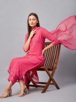 Azira Georgette Pink Straight Palazzo Kurta Set With Dupatta - Image 9