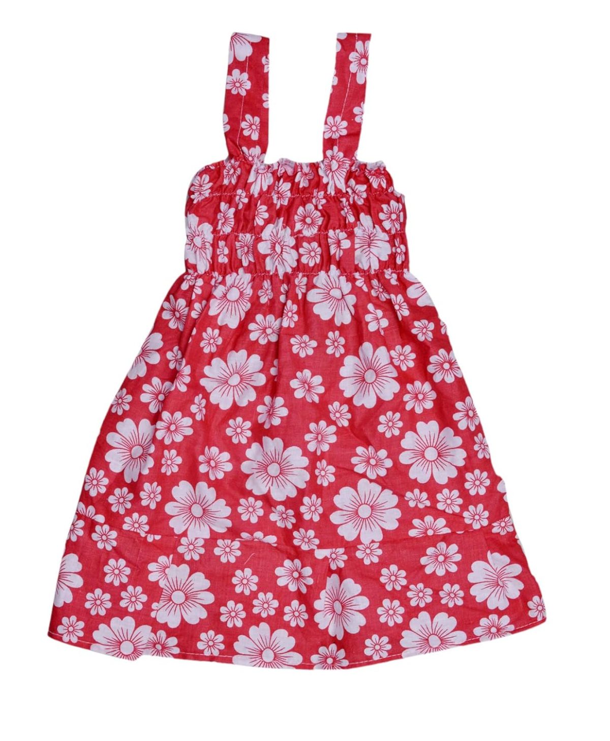 IndiWeaves Baby Girls Cotton Gathered Dresses (Green/red/Purple/Grey_6-12 Month) Pack of 4 - Image 3