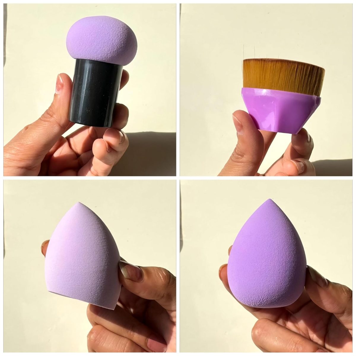 Bajajbeautyshop Makeup Sponge & Brush Set | 1 Foundation Brush 2 Makeup Sponge 1 Mushroom Sponge With Box Container - Image 3