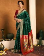 SIRIL Women's Paithani Silk Saree | Chandrakor Paithani Saree With Unstitched Blouse Piece - Image 3