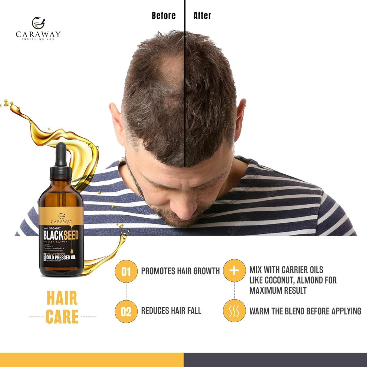 CARAWAY Organic Black Seed Oil (Kalonji Oil) – 4 oz / 118 ml | Cold Pressed Black Seed (Kalonji) Oil Edible Grade | Rich in Thymoquinone for Immunity Boost | Glass Bottle - Image 5