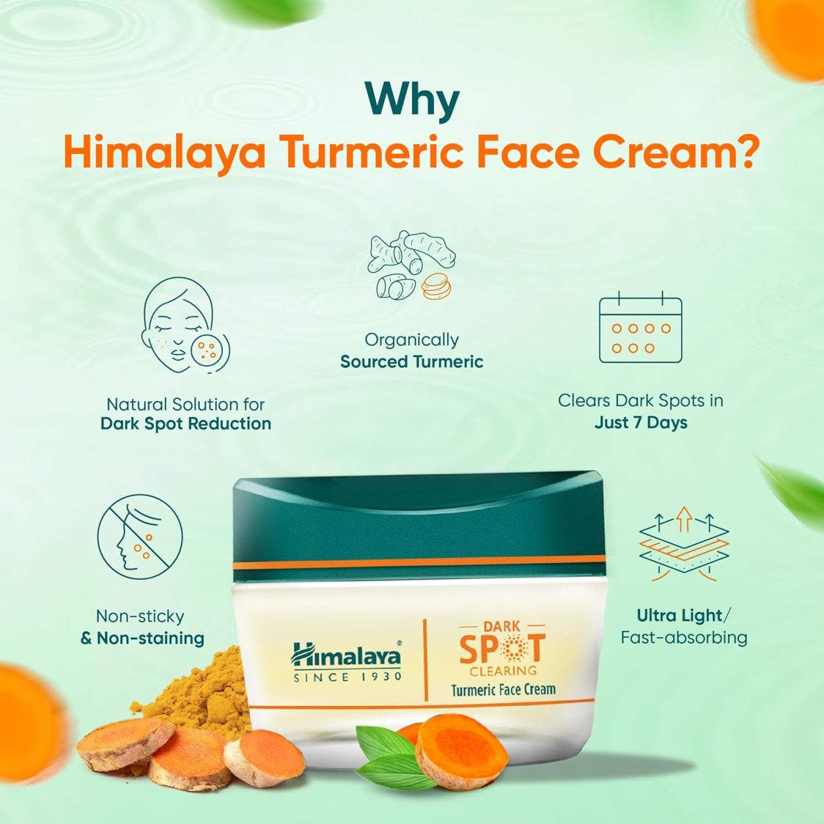 Himalaya Wellness Company Dark Spot Clearing Turmeric Face Cream | Organically Sourced Turmeric | Reduce Dark Spots In 7 Days | 2% Glycolic Acid & 2% Niacinamide | 50G - Image 4
