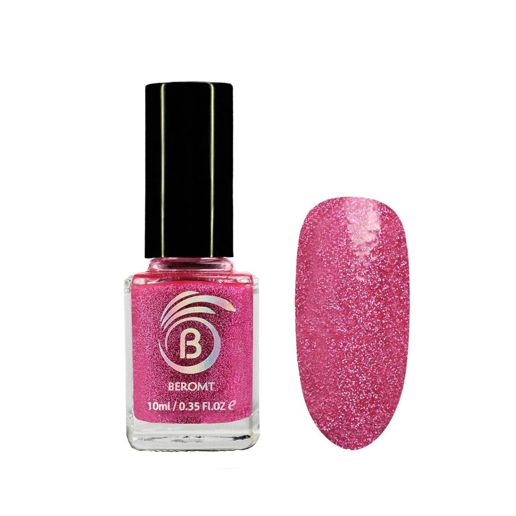 Beromt Purple Love Holographic Nail Polish, Glitter Nail Paint, Nail Art Colors, Gel Effect Nail Polish, Best Nail Polish, High-Shine Long Lasting Non-Toxic Professional Nail Polish, 10ml-524