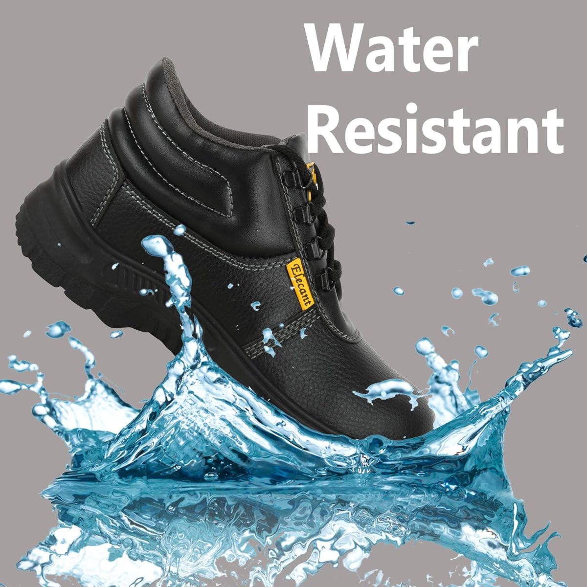 ELECANT Lace-up Steel Toe, PVC Sole and Rexine Upper Black Safety Shoes for Construction, Factory and Industrial Work||Safety Shoes for Men - Image 5