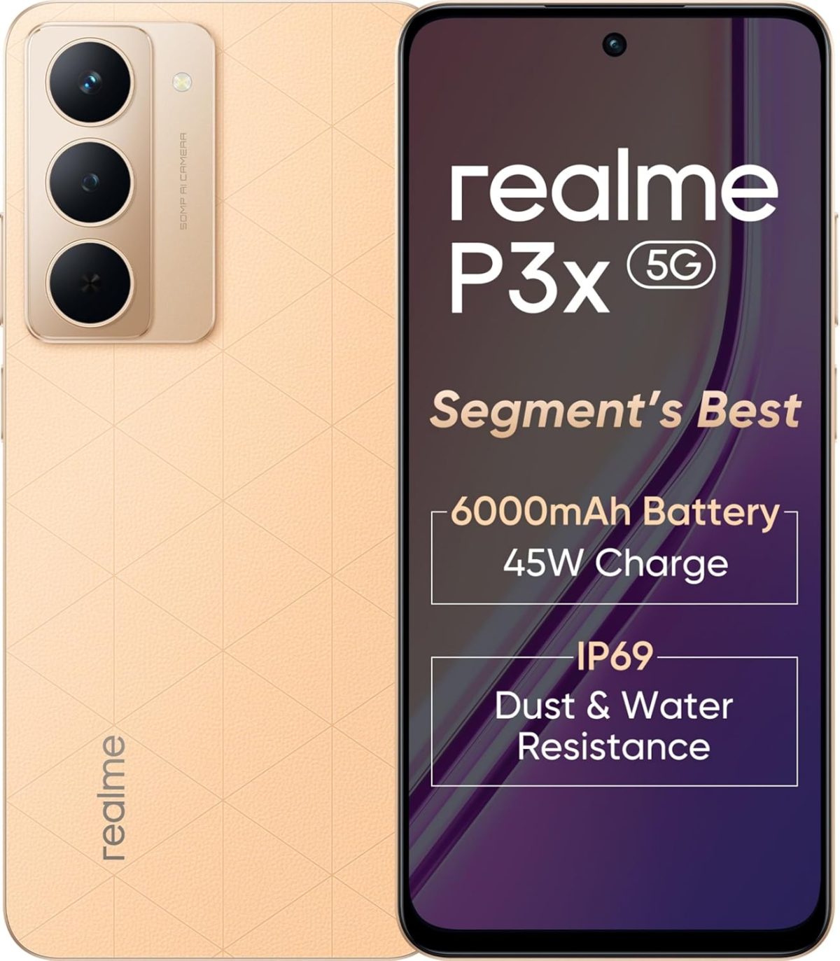 realme P3x 5G (Stellar Pink, 6GB RAM, 128GB Storage) | 6.72" FHD 120Hz Display | 50MP AI Camera | 6000mAh Battery | 45W Fast Charging | Dimensity 6400 Processor | Android 15 | IP69 Rated Smartphone